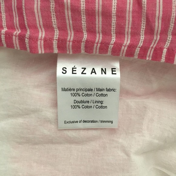 SEZANE Cassandra Dress Pink White Striped Midi - Picture 6 of 6